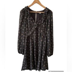 American Floral Gray Ruffle Dress size Medium